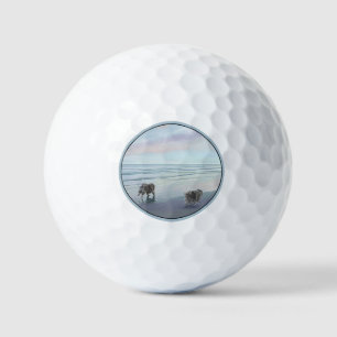 Balles De Golf Keeshonds au bord de la mer Peinture Chien Art