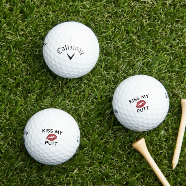 Balles De Golf Kiss My Putt Golf Balls - Custom Callaway (Herbe in situ)