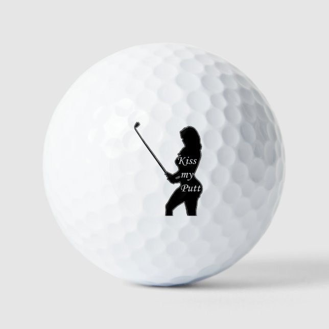 Balles De Golf Kiss My Putt - Silhouette de golfeuse féminine (Recto)