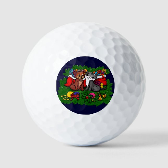 Balles De Golf Kitty et chiot, Happy XMas (Recto)