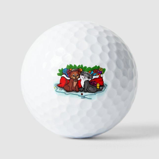 Balles De Golf Kitty et chiot, Happy XMas (Recto)