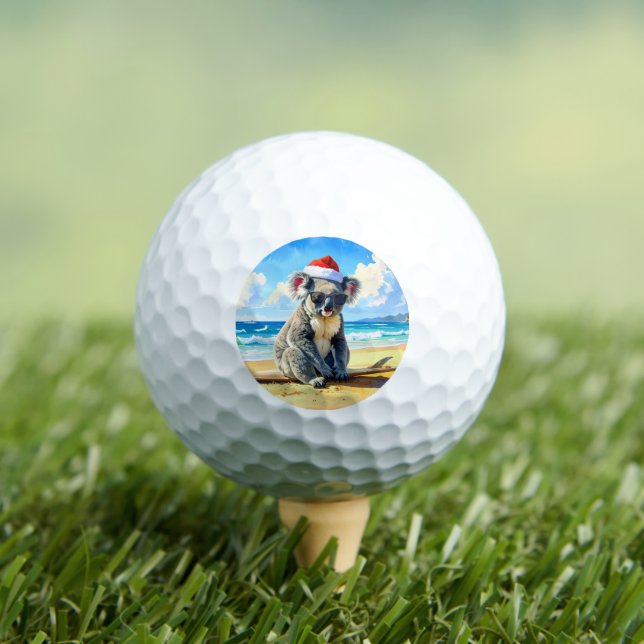 Balles De Golf Koala au chapeau de Santa soleil et surf (T-shirt Insitu)