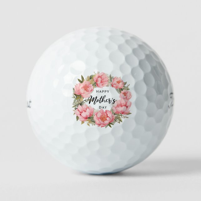 Balles De Golf La fête des mères avec fleur rose (Recto)