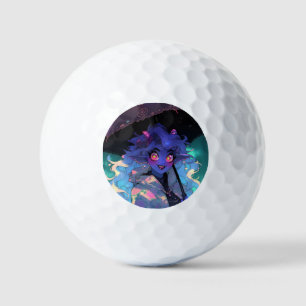 Balles De Golf La mignonne démon Anime Girl in the Rain