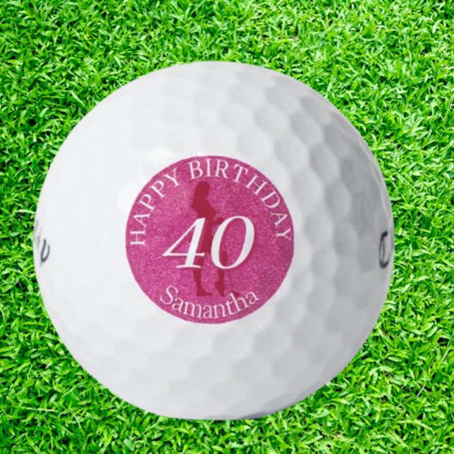 BALLES DE GOLF LADIES PINK GLITTER BIG BIRTHDAY ( Perfect for adding a touch of sparkle to their game. Shop now and spread joy on the course!)