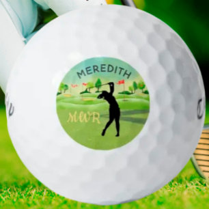 Balles De Golf Lady Golfer Greens Nom du monogramme
