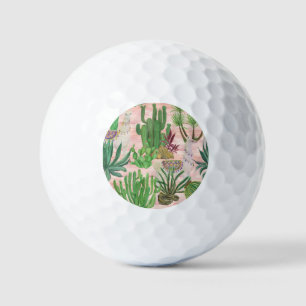 Balles De Golf Lamas aquarelle et motif cactus.