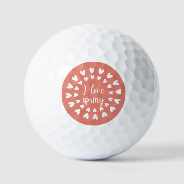 Balles De Golf L'Amour du Printemps, Petits Coeurs (Recto)