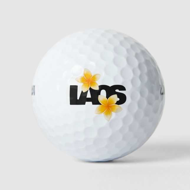 Balles De Golf Laos Love Frangipani Flower Yellow and Black (Devant)
