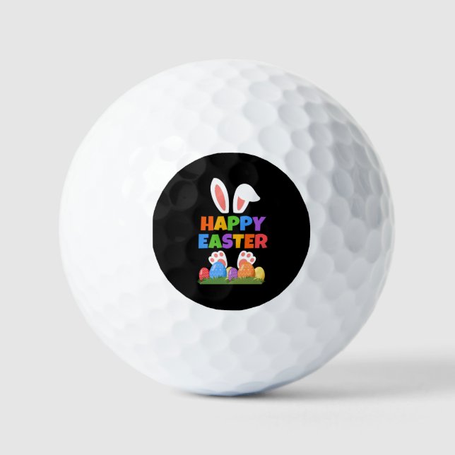 Balles De Golf Lapin de Pâques heureux  (Recto)