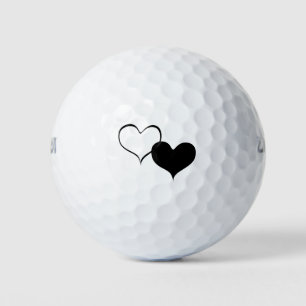 Balles De Golf L'art du coeur blanc et noir
