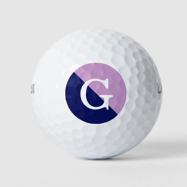 Balles De Golf Lavande Marine Bleu 2 Tone Diag initial Monogramme (Devant)
