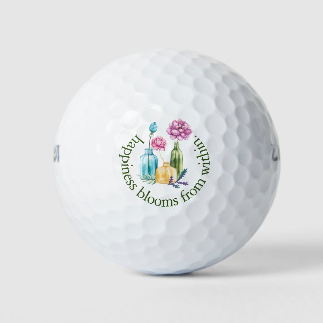 Balles De Golf Le bonheur fleurit de l'intérieur (Devant)