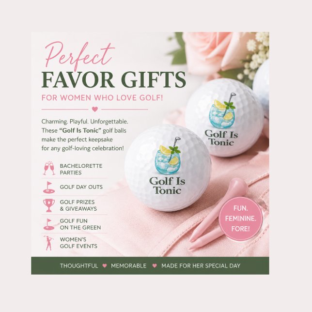 Balles De Golf "Le golf est un tonique" Boules de golf Faveurs Év (Perfect golf favors for women's golf events, prizes, bachelorette parties and fun days)