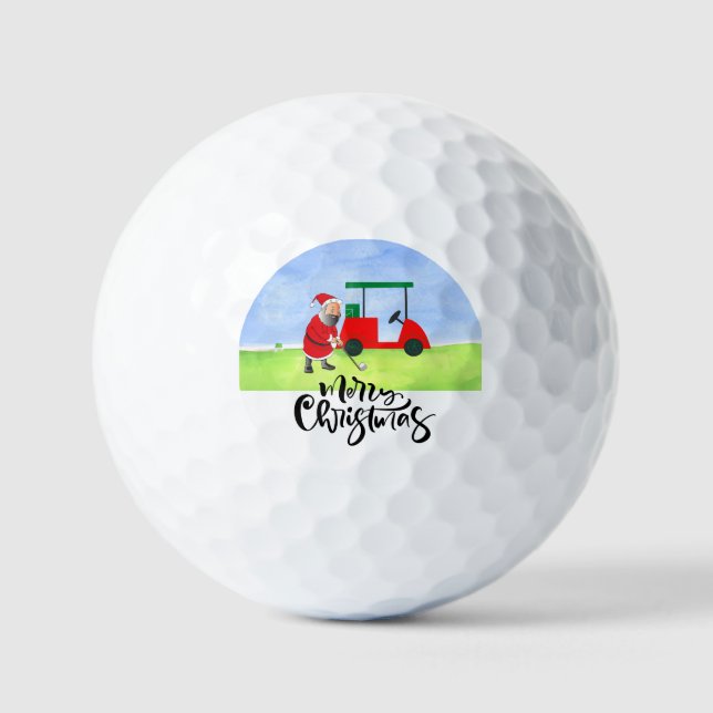 Balles De Golf Le golfeur du Père Noël Joyeux Noël au chariot (Recto)