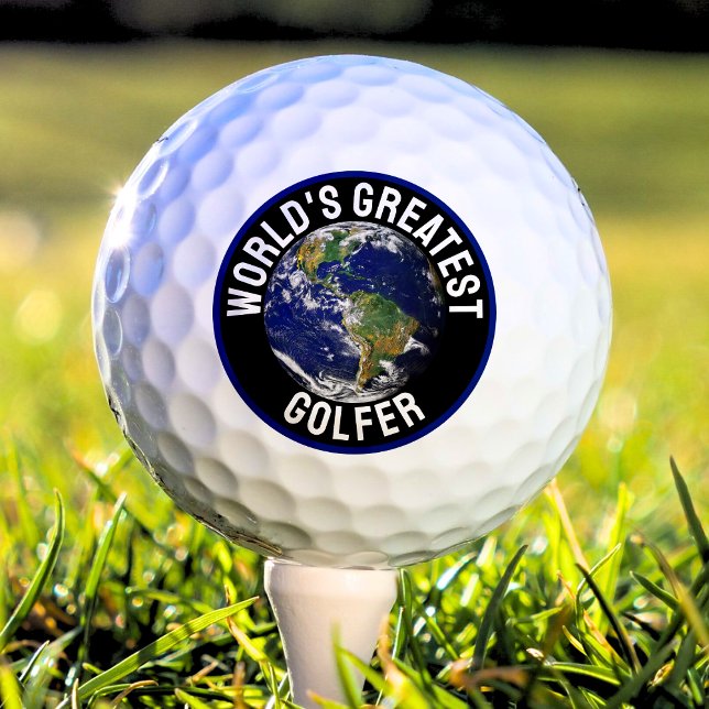 Balles De Golf Le plus grand Golfeur Blue Planet planète Terre Mo (world's greatest golfer golf ball with planet earth globe)
