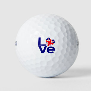 Balles De Golf Les Britanniques AIMENT le drapeau du cœur bleu