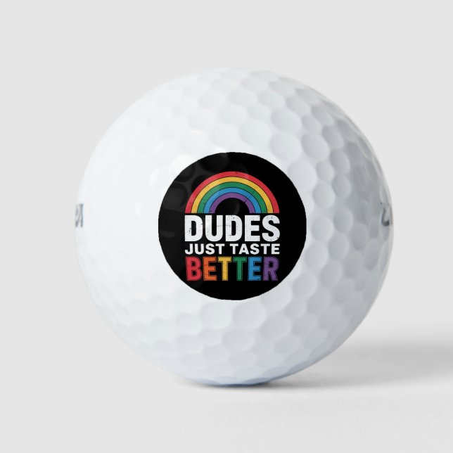 Balles De Golf Les mecs Goûtent Mieux Gay pride Drôle LGBTQ Cadea (Devant)