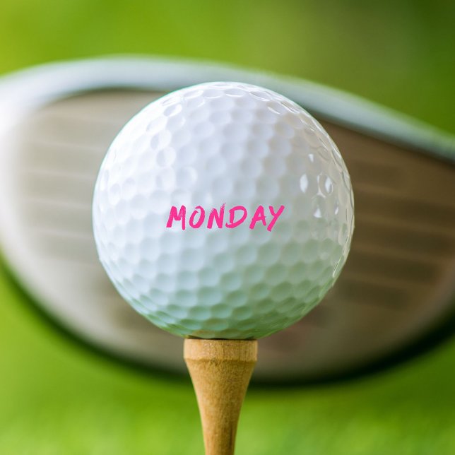 Balles De Golf Lettering Design ‘Monday’ en rose (Créateur téléchargé)