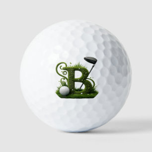 Balles De Golf Lettre B Herbe Verte Avec Clubs De Golf : Sport, N
