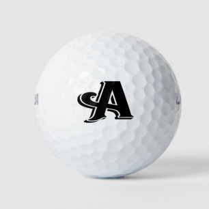 Balles De Golf LETTRE BLANCHE NOIR A MONogramme