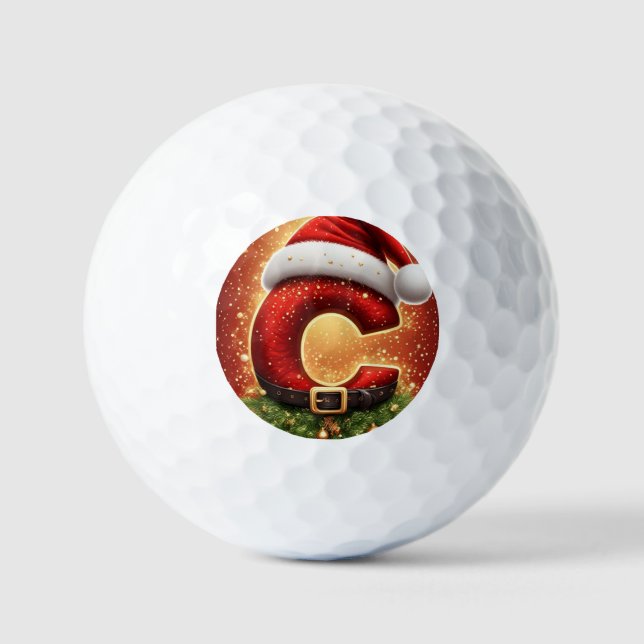 Balles De Golf Lettre de Noël C Monogramme Décoration Festive (Recto)