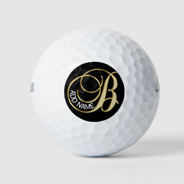 Balles De Golf Lettre d'or Monogramme B personnalisée - Cadeau (Devant)
