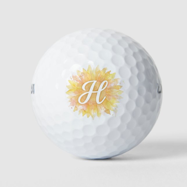 Balles De Golf Lettre H Tournesol Prénom Monogramme Initiale  (Devant)