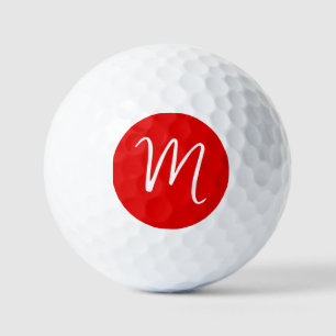 Balles De Golf Lettre initiale Monogramme élégant Rouge Blanc