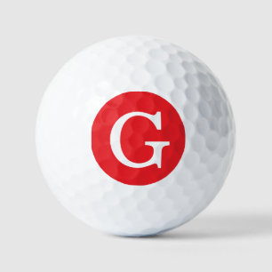 Balles De Golf Lettre Initiale Monogramme Rouge Blanc Simple