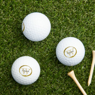 Balles De Golf Lettre initiale ovale Parties scintillant or Nom d