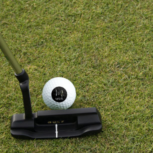 Balles De Golf Lettre M monogramme rouge aquarelle maman noir