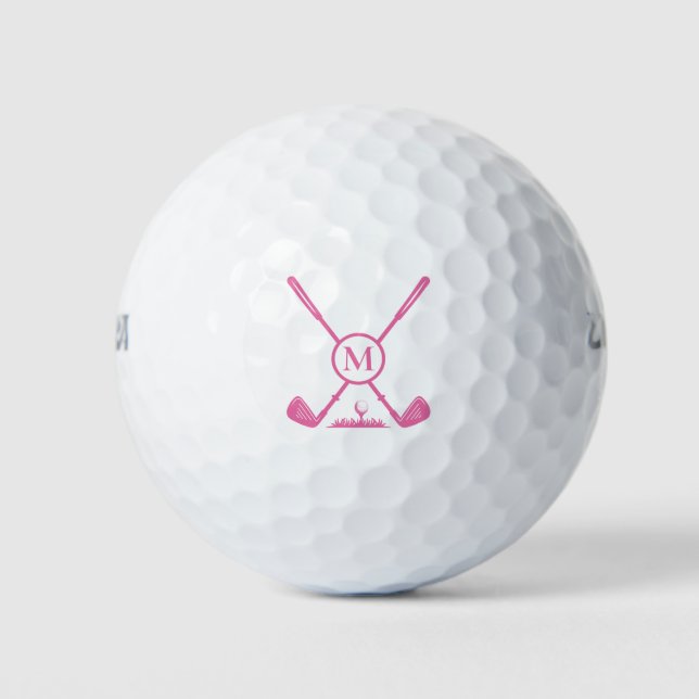 Balles De Golf Lettre monogramme Golf Club Rose moderne (Devant)