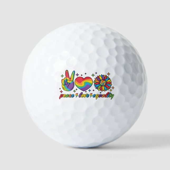 Balles De Golf LGBTQ - Paix, Amour, Égalité (Recto)
