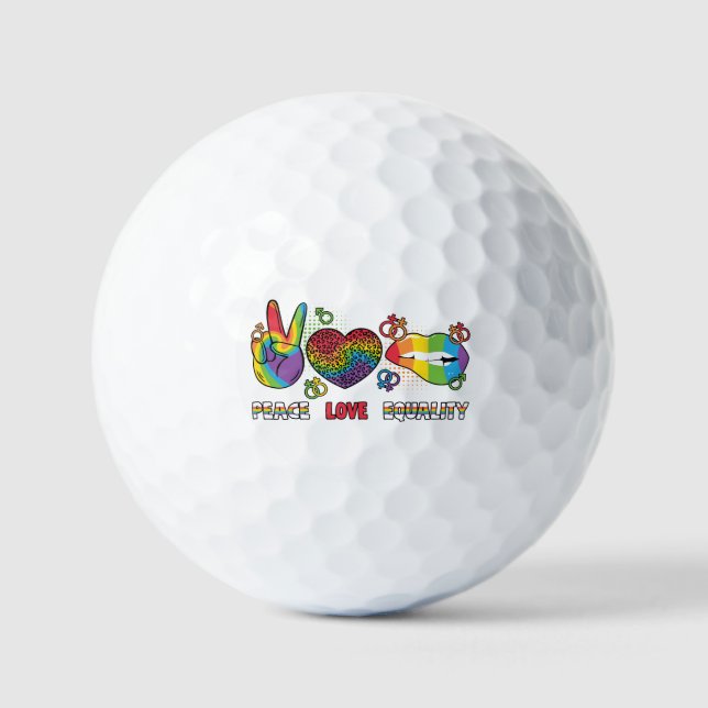 Balles De Golf LGBTQ - Paix, Amour, Égalité - Couleurs Arc-en-cie (Recto)