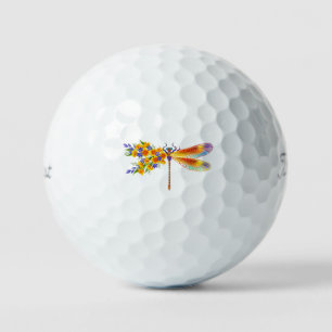 Balles De Golf libellule de fleurs jaunes