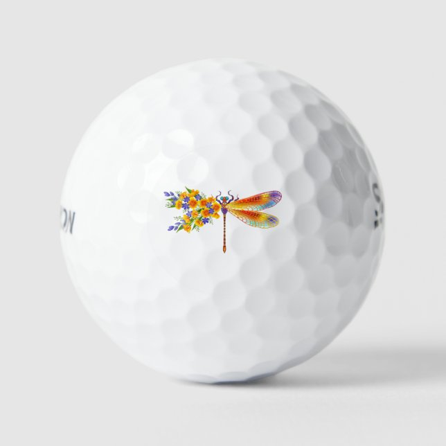 Balles De Golf libellule de fleurs jaunes (Recto)