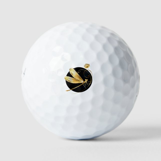 Balles De Golf libellule d'or en cercle noir (Devant)