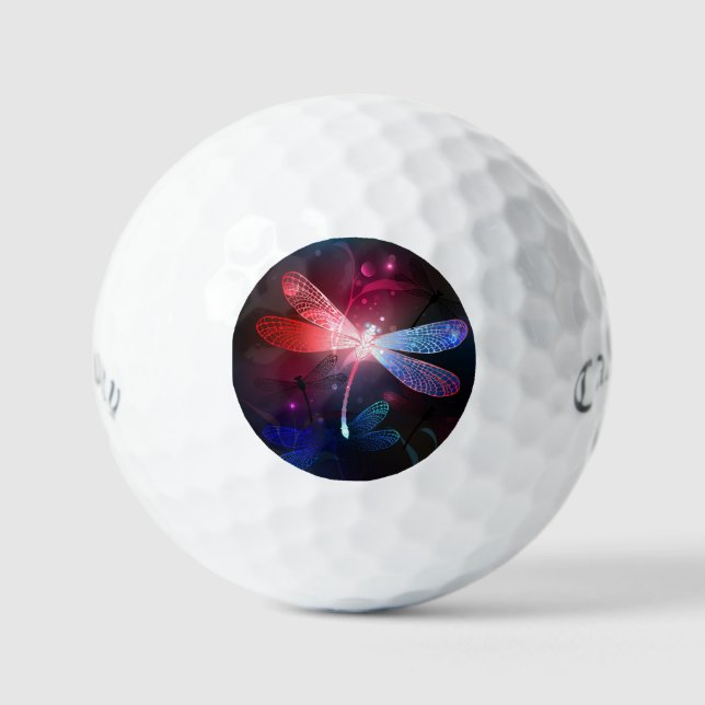 Balles De Golf libellule rouge brillante (Recto)