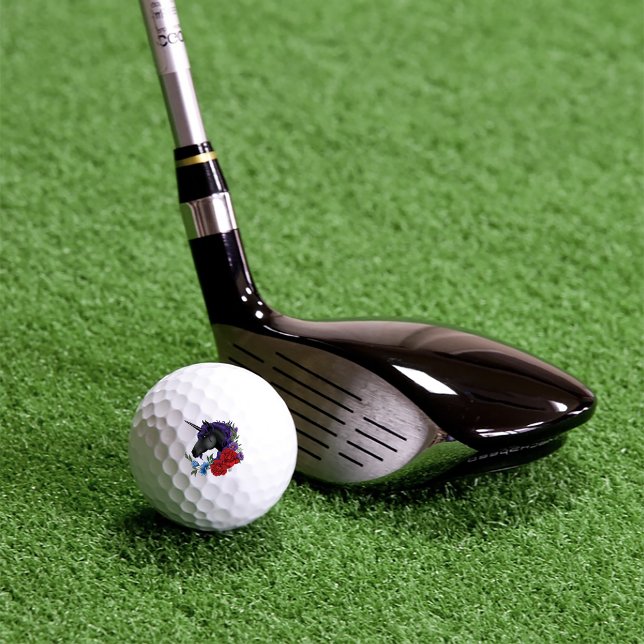 Balles De Golf Licorne noire fleurs de jardin de minuit violet (Créateur téléchargé)