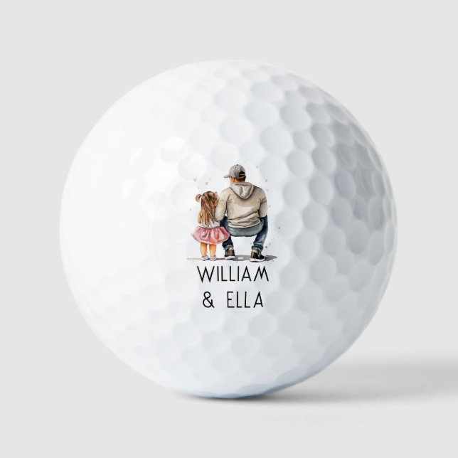 Balles De Golf Lien père et fille noir (9) (Recto)