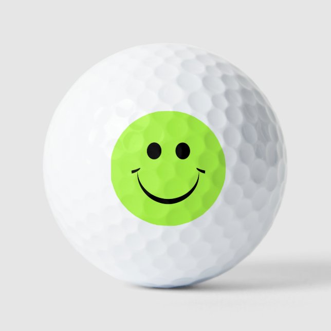 Balles De Golf Lime Green Joyeux visage (Recto)