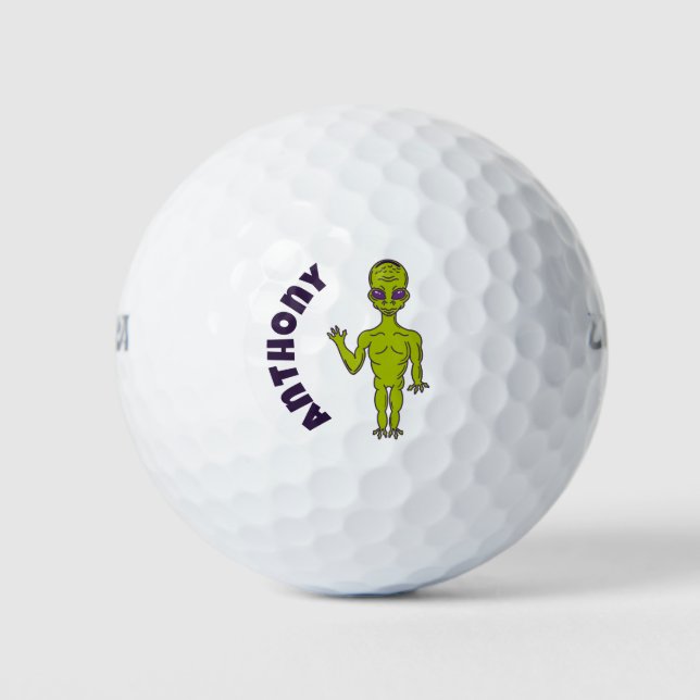 Balles De Golf Lime Green Space Alien personnalisé (Devant)