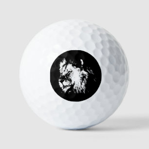 Balles De Golf Lion Noir Blanc - Pop Art Animalier