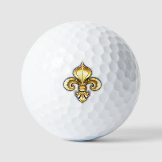 Balles De Golf Lis d'or sur fond bleu (Recto)