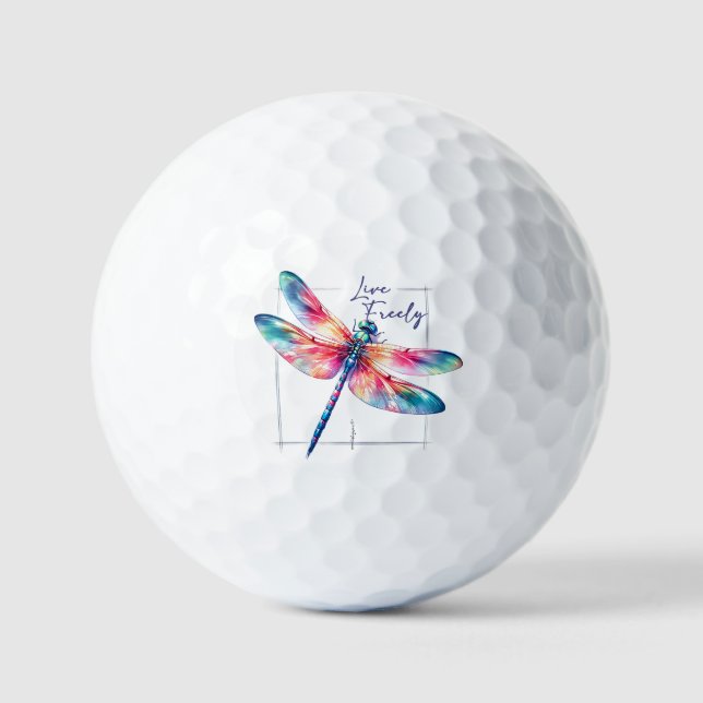 Balles De Golf Live Freely - Dragonfly Colorful Inspirational (Recto)