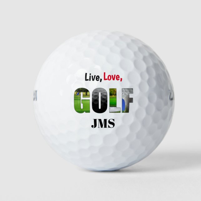 Balles De Golf Live Love Golf Monogramme (Devant)