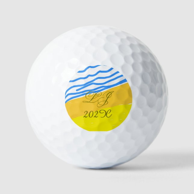 Balles De Golf LJ Monogramme Elégant Moderne Plage Mariage (Recto)