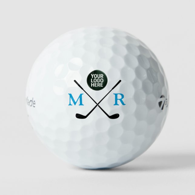Balles De Golf Logo avec monogramme d'initiales bleues (Recto)