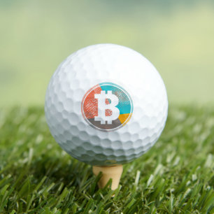 Balles De Golf Logo Bitcoin Pastel Pop Art Halftone